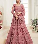 Rose Pink Net Embroidery Designer Lehenga choli