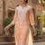 women peach viscose rayon solid embroidered chikankari straight kurta