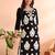 women black viscose rayon solid embroidered straight kurta