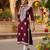 women burgundy rayon blend solid embroidered straight kurta