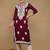 women burgundy rayon blend solid embroidered straight kurta