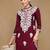 women burgundy rayon blend solid embroidered straight kurta