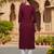 women burgundy rayon blend solid embroidered straight kurta