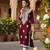 women burgundy rayon blend solid embroidered straight kurta