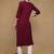 women burgundy rayon blend solid embroidered straight kurta