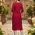 women red rayon blend solid embroidered chikankari straight Only kurta