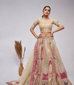 This Bridal Orgenza Silk fabric and paisley Motifs of zari work