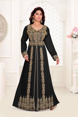 Black color Full Sleeves Handmade Moroccan Kaftan  1
