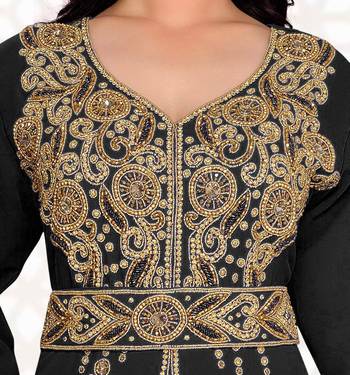 Black color Full Sleeves Handmade Moroccan Kaftan  2