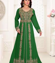Dark-Green color Full Sleeves Handmade Moroccan Kaftan 