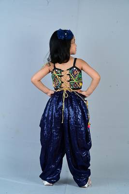 Aglare girls cotton ,satin ,beautiful, dhoti set for girls suit set dark blue 3