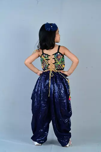 Aglare girls cotton ,satin ,beautiful, dhoti set for girls suit set dark blue