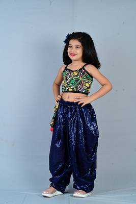 Aglare girls cotton ,satin ,beautiful, dhoti set for girls suit set dark blue 4