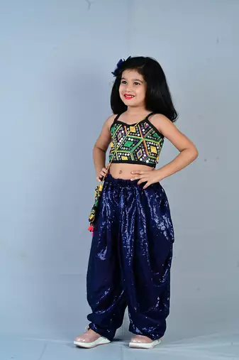 Aglare girls cotton ,satin ,beautiful, dhoti set for girls suit set dark blue