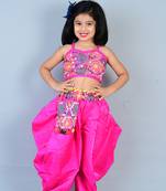 Pink Cotton Dhoti Set for Girls