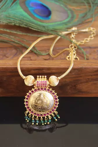 Designer gold plated temple necklace