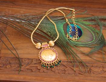 Designer gold plated temple necklace 3