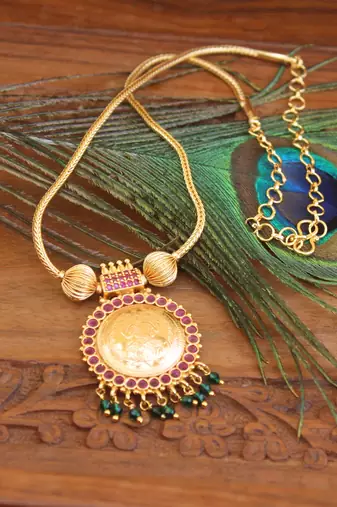 Designer gold plated temple necklace