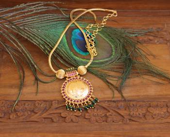 Designer gold plated temple necklace 4