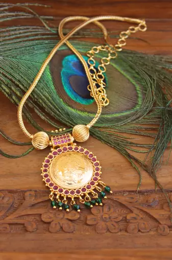 Designer gold plated temple necklace