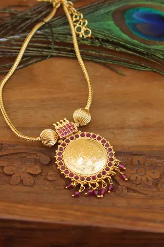 Designer gold plated temple necklace