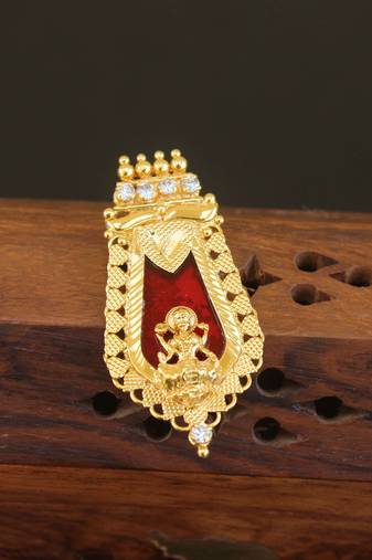 Kerala style gold plated temple palakka pendant