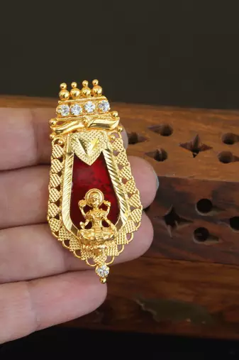 Kerala style gold plated temple palakka pendant