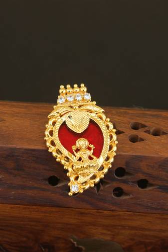 Kerala style gold plated temple palakka pendant