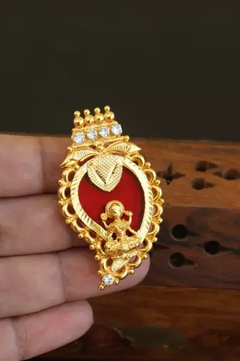 Kerala style gold plated temple palakka pendant