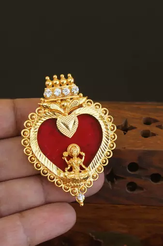 Kerala style gold plated temple palakka pendant