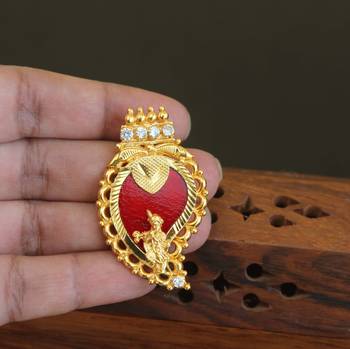 Kerala style gold plated palakka krishna pendant 2