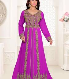 Purple color Full Sleeves Handmade Moroccan Kaftan 