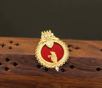 Kerala style gold plated palakka krishna pendant 1