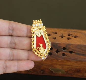Kerala style gold plated palakka krishna pendant 2