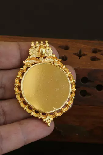 Kerala style gold plated temple palakka pendant