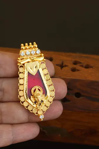 Kerala style gold plated ganesha palakka pendant