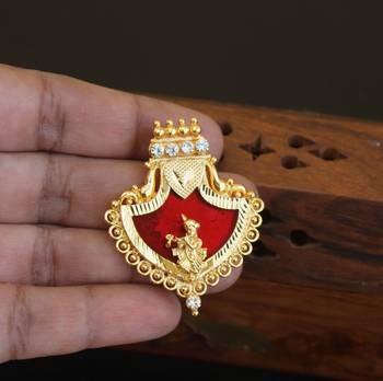 Kerala style gold plated palakka krishna pendant 2