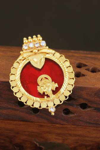 Kerala style gold plated ganesha palakka pendant