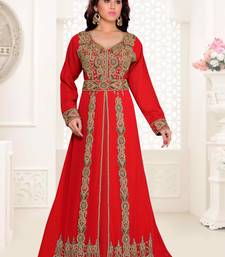 Red color Full Sleeves Handmade Moroccan Kaftan 