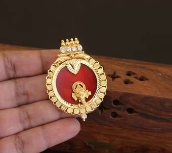 Kerala style gold plated ganesha palakka pendant 2