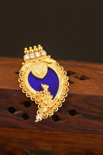 Kerala style gold plated palakka krishna pendant