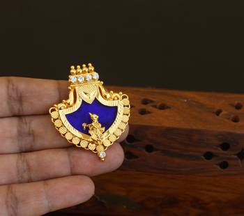Kerala style gold plated palakka krishna pendant 2