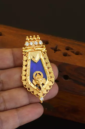 Kerala style gold plated ganesha palakka pendant