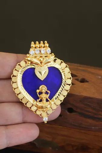 Kerala style gold plated temple palakka pendant
