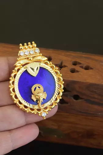 Kerala style gold plated ganesha palakka pendant