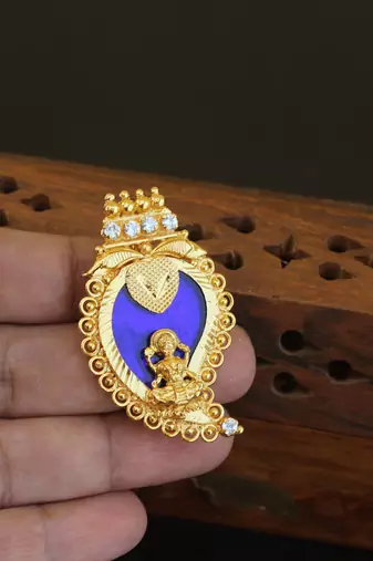 Kerala style gold plated temple palakka pendant