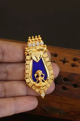 Kerala style gold plated temple palakka pendant