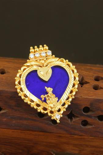 Kerala style gold plated palakka krishna pendant