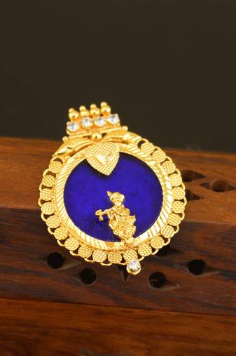 Kerala style gold plated palakka krishna pendant