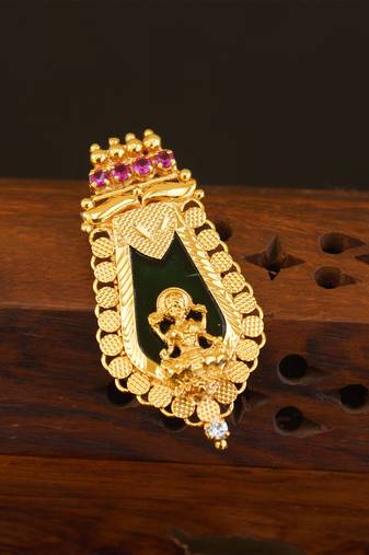 Kerala style gold plated temple palakka pendant